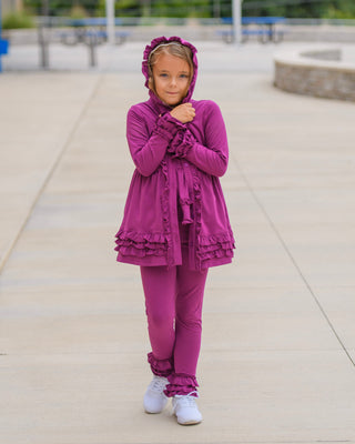 Purple Ruffled Cardigan 3 Piece Bundle Set **ETA October**