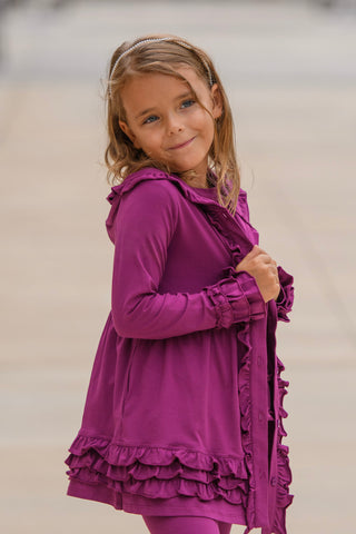 Purple Ruffled Cardigan 3 Piece Bundle Set **ETA October**