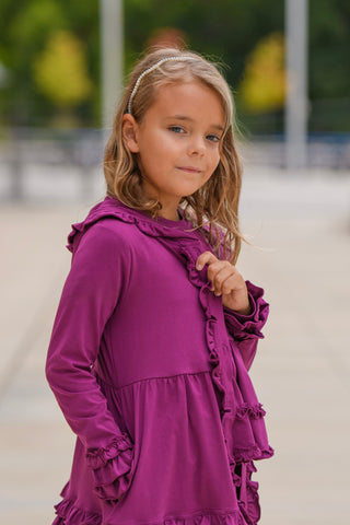 Purple Ruffled Cardigan 3 Piece Bundle Set **ETA October**