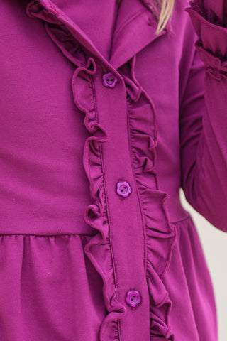 Purple Ruffled Cardigan 3 Piece Bundle Set **ETA October**