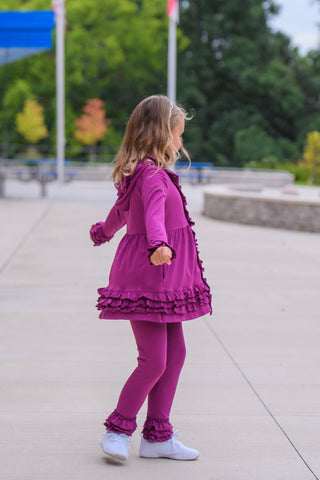 Purple Ruffled Cardigan 3 Piece Bundle Set **ETA October**