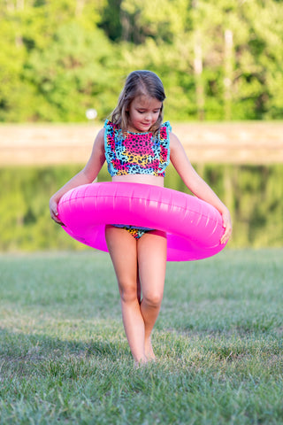 Neon Safari Splash 3 Piece Bikini and Rashi Swim Set **Pre-Order** In production ships Mid-End of May**