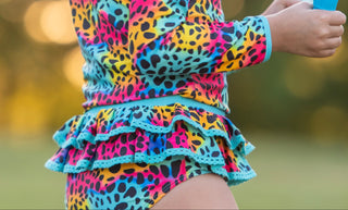 Neon Safari Splash 3 Piece Bikini and Rashi Swim Set **Pre-Order** In production ships Mid-End of May**