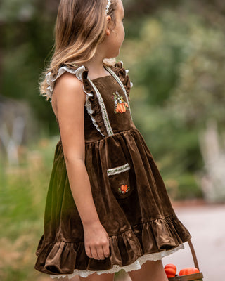 Pumpkin Harvest Velvet Couture Pinafore Set **Pre-Order ETA end of August**