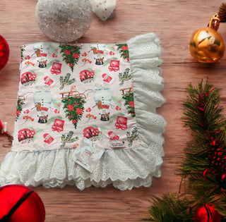 Frosty Blanket-Frosty one side/ checkers other side- Lace outlined