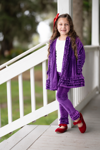 Pretty In Purple Velvet Cardigan Set **Pre-Order ETA Early January**