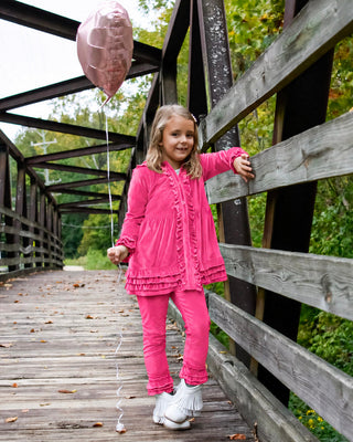 Candy Pink Velvet Cardigan Set **Pre-Order ETA Early January**