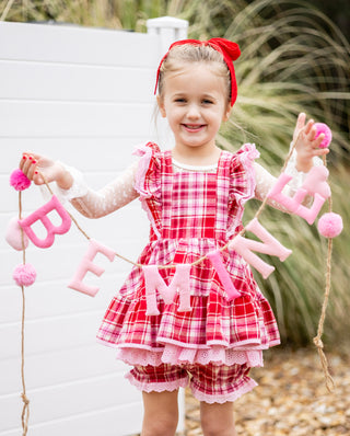 Sweetheart's Tartan Pinafore Set- Ready to ship!