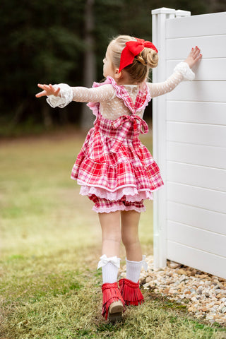 Sweetheart's Tartan Pinafore Set- Ready to ship!
