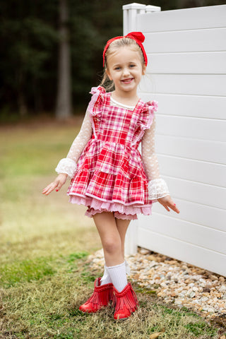 Sweetheart's Tartan Pinafore Set- Ready to ship!