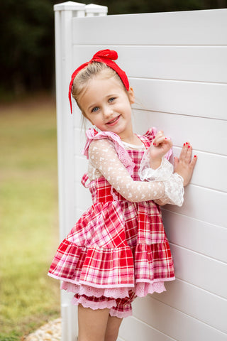 Sweetheart's Tartan Pinafore Set- Ready to ship!