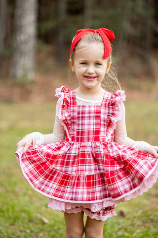 Sweetheart's Tartan Pinafore Set- Ready to ship!