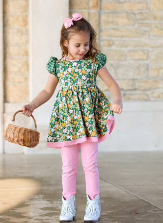 Lucky Little Charm- Puff-Sleeved Twirl Dress Set