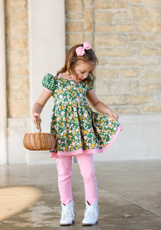 Lucky Little Charm- Puff-Sleeved Twirl Dress Set
