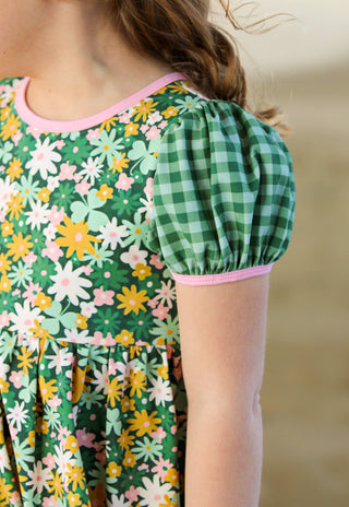 Lucky Little Charm- Puff-Sleeved Twirl Dress Set