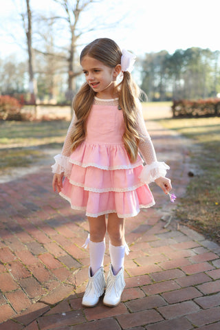 Blissfully Pink Overalls Dress