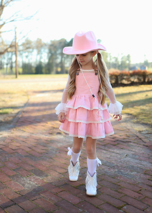 Blissfully Pink Overalls Dress