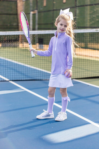 Vivid Violet Quater Zip Up Jacket and Ric Rac Gingham Skort Set
