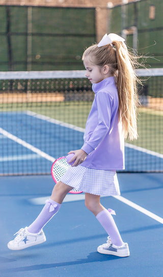 Vivid Violet Quater Zip Up Jacket and Ric Rac Gingham Skort Set