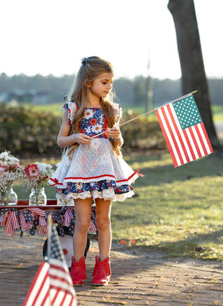 Red, White, and Blooms Tunic Set