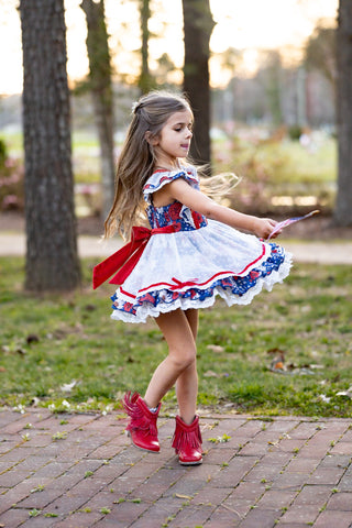 Red, White, and Blooms Tunic Set