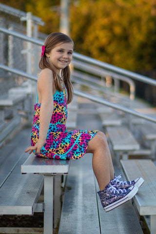 Neon Safari Splash Activewear Dress **Pre-Order** In production ships Mid-End of May**