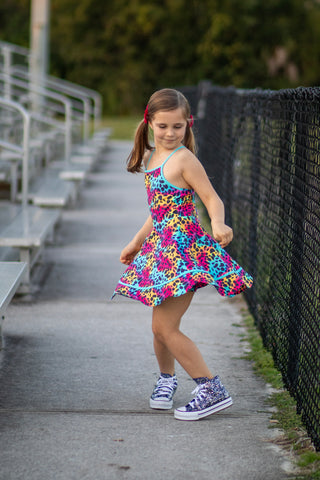 Neon Safari Splash Activewear Dress **Pre-Order** In production ships Mid-End of May**