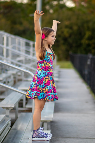 Neon Safari Splash Activewear Dress **Pre-Order** In production ships Mid-End of May**
