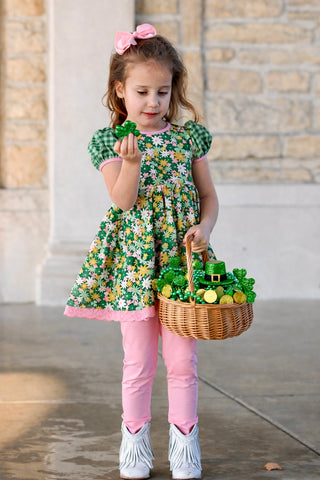 Lucky Little Charm- Puff-Sleeved Twirl Dress Set