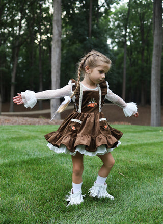 Pumpkin Harvest Velvet Pinafore and Bloomer Shorts