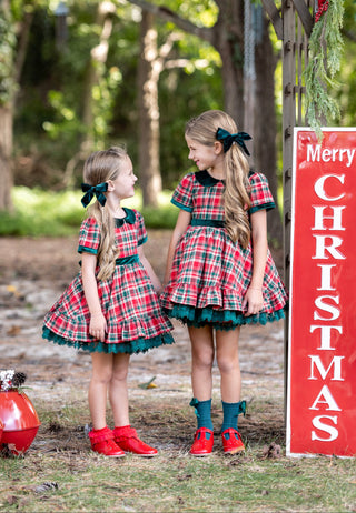 Merry In Plaid Dress With Lacey Bloomers **Pre-Order ETA end of November**
