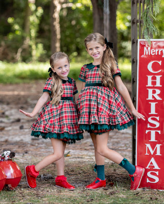 Merry In Plaid Dress With Lacey Bloomers **Pre-Order ETA end of November**