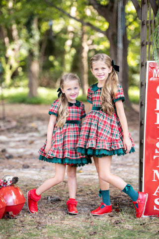 Merry In Plaid Dress With Lacey Bloomers **Pre-Order ETA end of November**