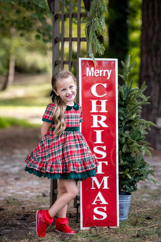 Merry In Plaid Dress With Lacey Bloomers **Pre-Order ETA end of November**