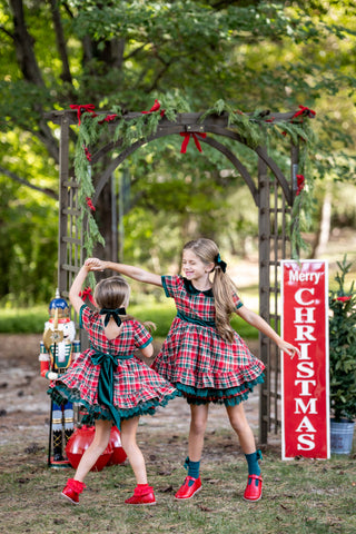 Merry In Plaid Dress With Lacey Bloomers **Pre-Order ETA end of November**