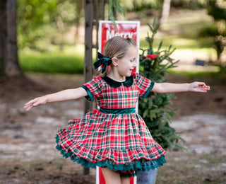 Merry In Plaid Dress With Lacey Bloomers **Pre-Order ETA end of November**