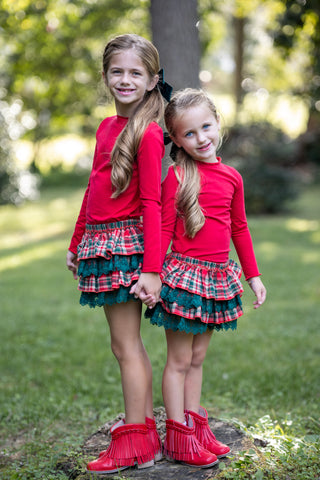 Merry In Plaid Ruffle Bloomers **Pre-Order ETA end of November**
