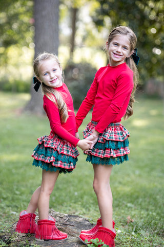 Merry In Plaid Knit Cotton Top **Pre-Order ETA end of November**