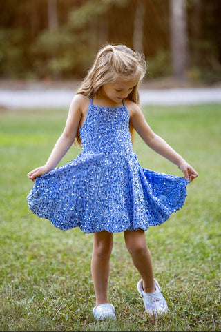Glass slipper- blue Sparkle & Shine Scalloped Sequin Skort Dress