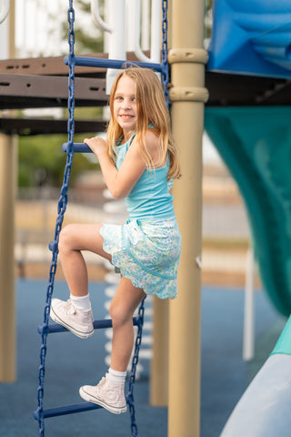 Neon Glow Tank and Skort- Blue