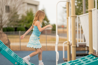 Neon Glow Tank and Skort- Blue