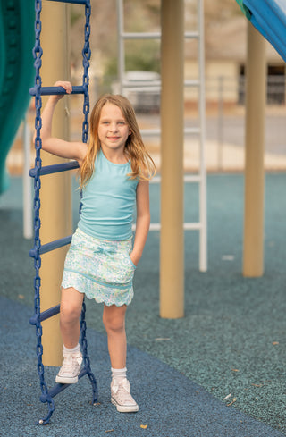 Neon Glow Tank and Skort- Blue