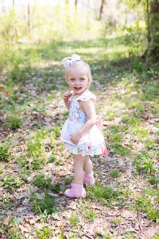 Petals and Lace-Skirted Romper Ready to Ship!