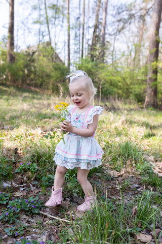 Petals and Lace-Skirted Romper Ready to Ship!