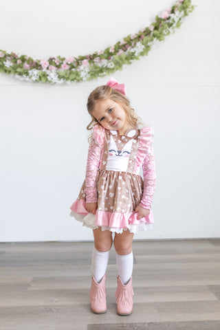 Love Me Deerly Velvet Pinafore Set- Ready to Ship!