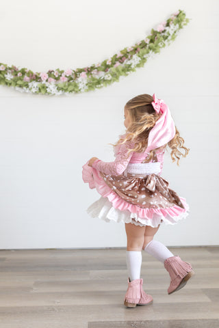 Love Me Deerly Velvet Pinafore Set- Ready to Ship!