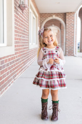 Winter Plaid Overalls Dress - READY TO SHIP