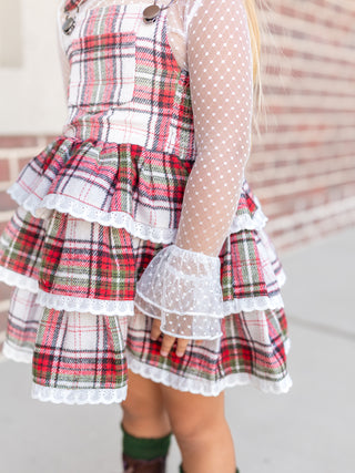 Winter Plaid Overalls Dress - READY TO SHIP