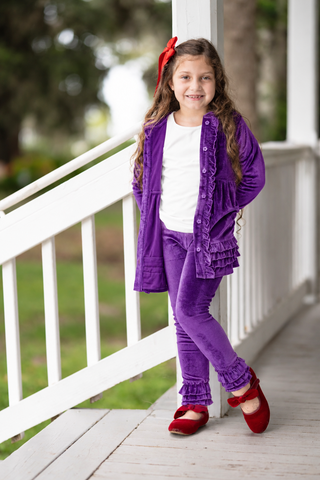 Pretty In Purple Velvet Cardigan Set **Pre-Order ETA Early January**