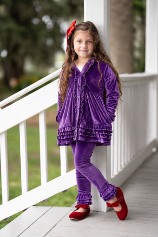 Pretty In Purple Velvet Cardigan Set **Pre-Order ETA Early January**